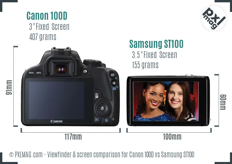 Canon 100D vs Samsung ST100 Screen and Viewfinder comparison