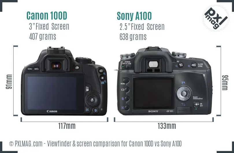 Canon 100D vs Sony A100 Screen and Viewfinder comparison Canon 100D vs Sony A100 Screen and Viewfinder comparison