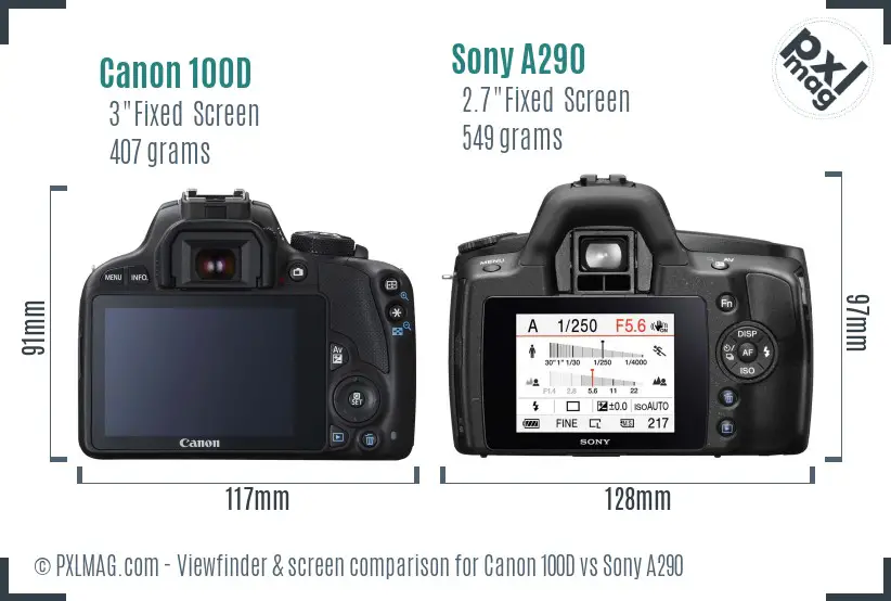 Canon 100D vs Sony A290 Screen and Viewfinder comparison