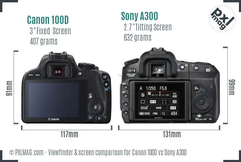 Canon 100D vs Sony A300 Screen and Viewfinder comparison