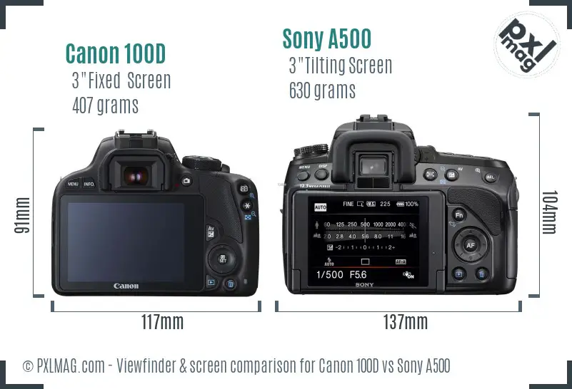 Canon 100D vs Sony A500 Screen and Viewfinder comparison
