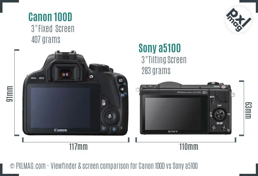 Canon 100D vs Sony a5100 Screen and Viewfinder comparison