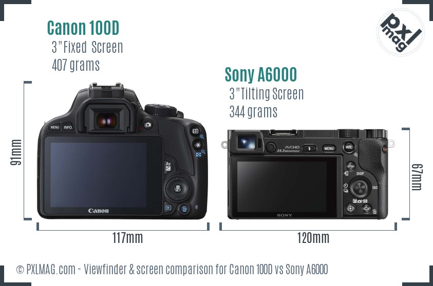 Canon 100D vs Sony A6000 Screen and Viewfinder comparison