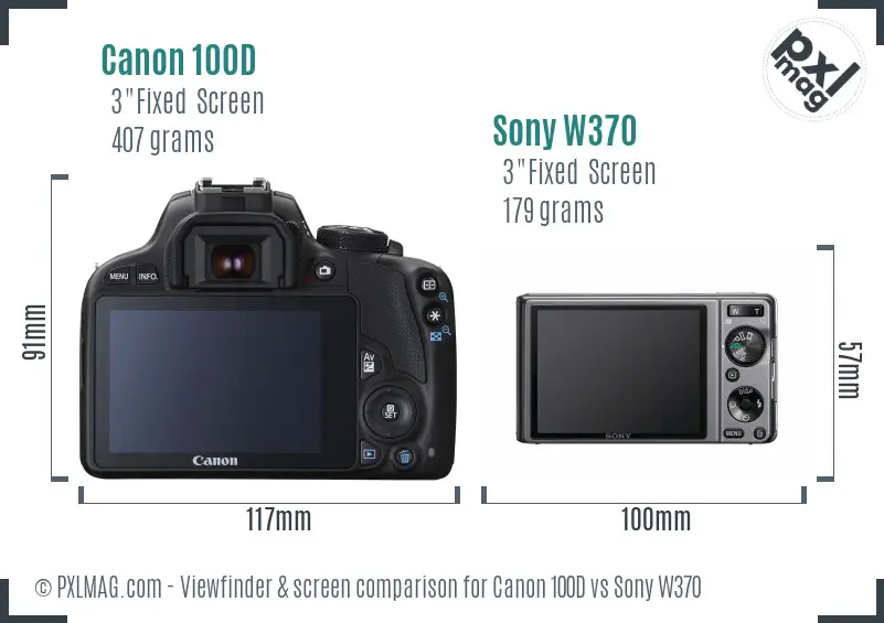 Canon 100D vs Sony W370 Screen and Viewfinder comparison