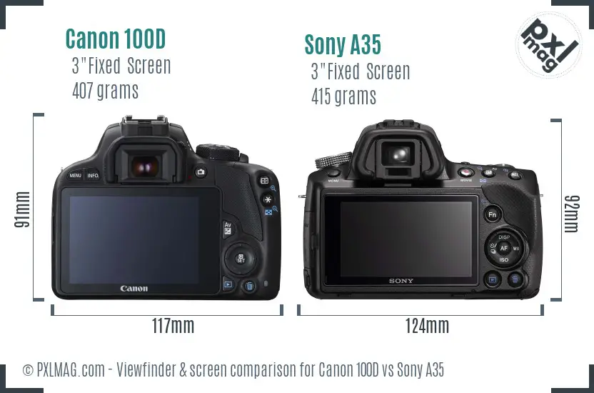 Canon 100D vs Sony A35 Screen and Viewfinder comparison
