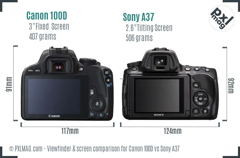 Canon 100D vs Sony A37 Screen and Viewfinder comparison