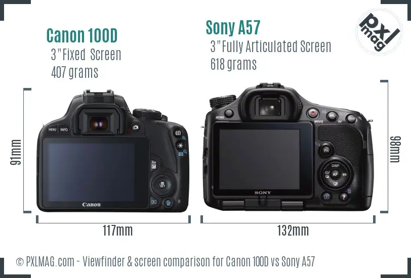 Canon 100D vs Sony A57 Screen and Viewfinder comparison