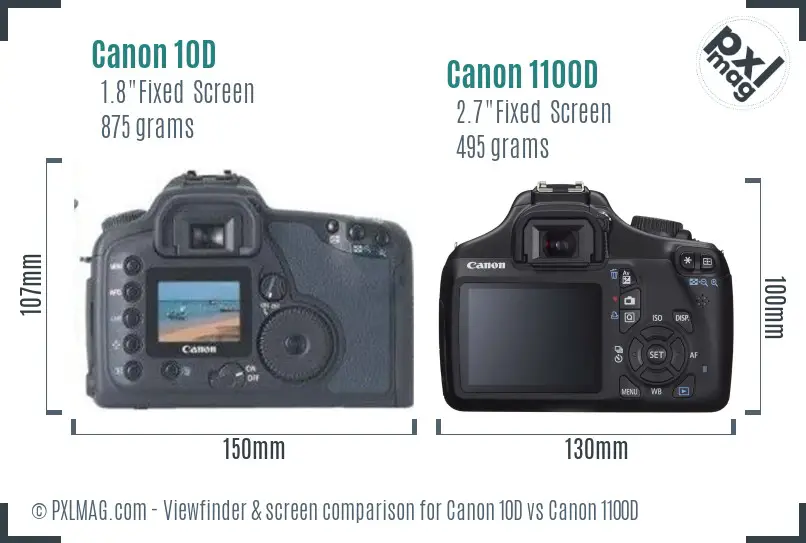 Canon 10D vs Canon 1100D Screen and Viewfinder comparison Canon 10D vs Canon 1100D Screen and Viewfinder comparison