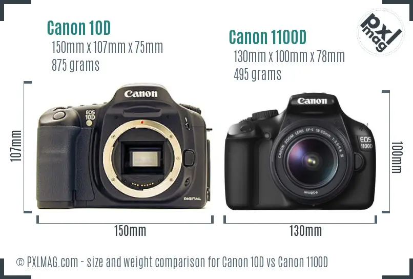 Canon 10D vs Canon 1100D size comparison Canon 10D vs Canon 1100D size comparison