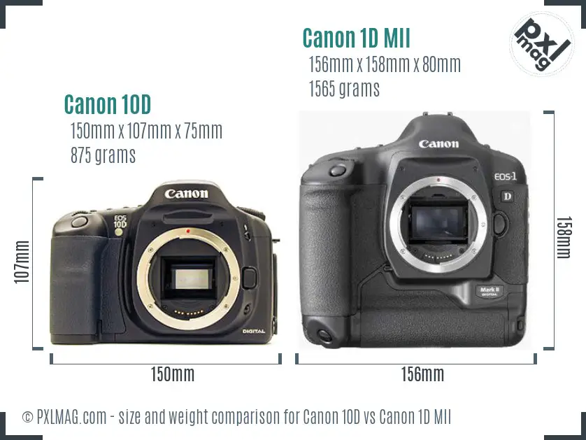 Canon 10D vs Canon 1D MII size comparison Canon 10D vs Canon 1D MII size comparison