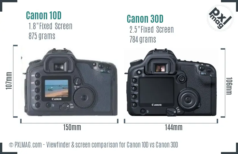 Canon 10D vs Canon 30D Screen and Viewfinder comparison