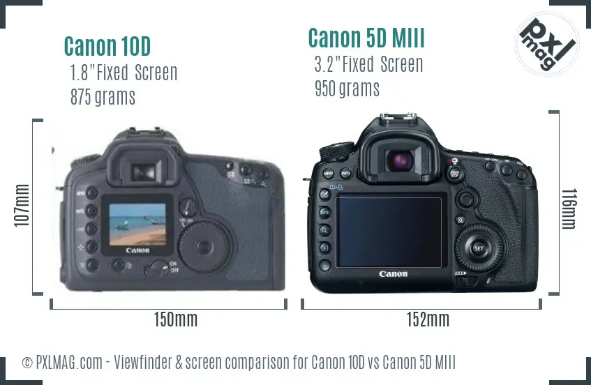 Canon 10D vs Canon 5D MIII Screen and Viewfinder comparison