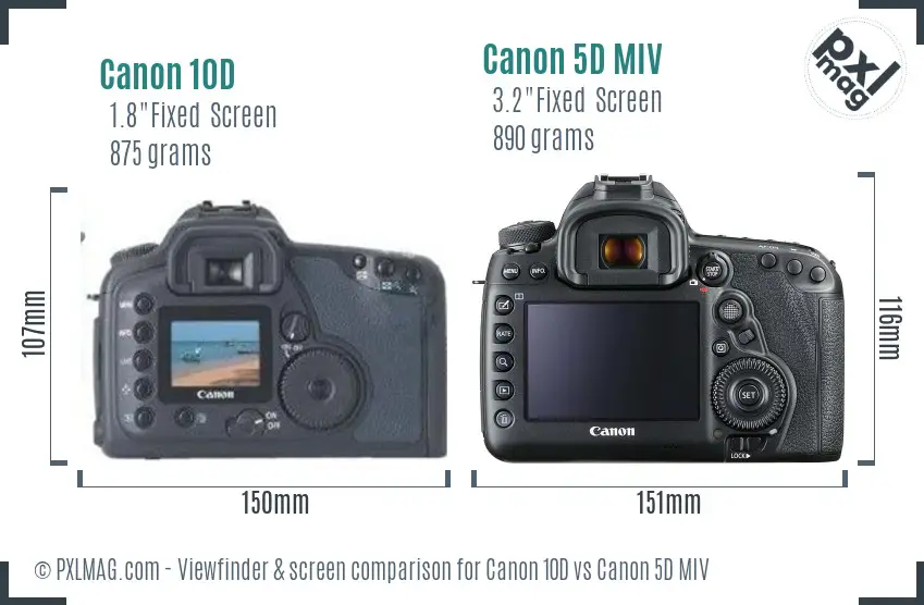Canon 10D vs Canon 5D MIV Screen and Viewfinder comparison