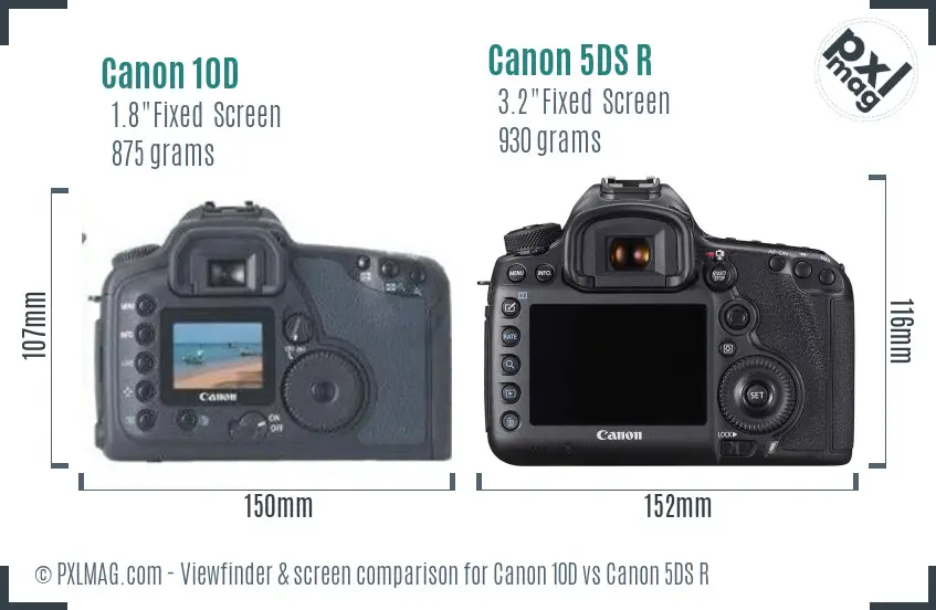 Canon 10D vs Canon 5DS R Screen and Viewfinder comparison