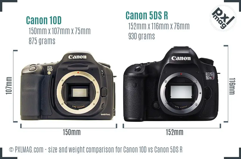 Canon 10D vs Canon 5DS R size comparison
