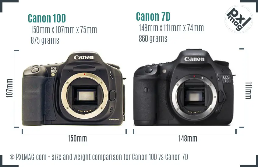 Canon 10D vs Canon 7D size comparison