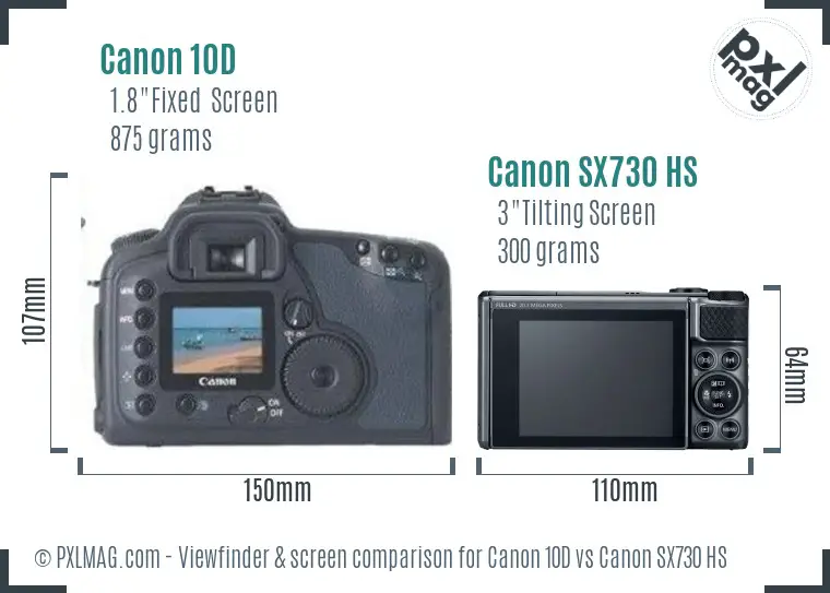 Canon 10D vs Canon SX730 HS Screen and Viewfinder comparison Canon 10D vs Canon SX730 HS Screen and Viewfinder comparison