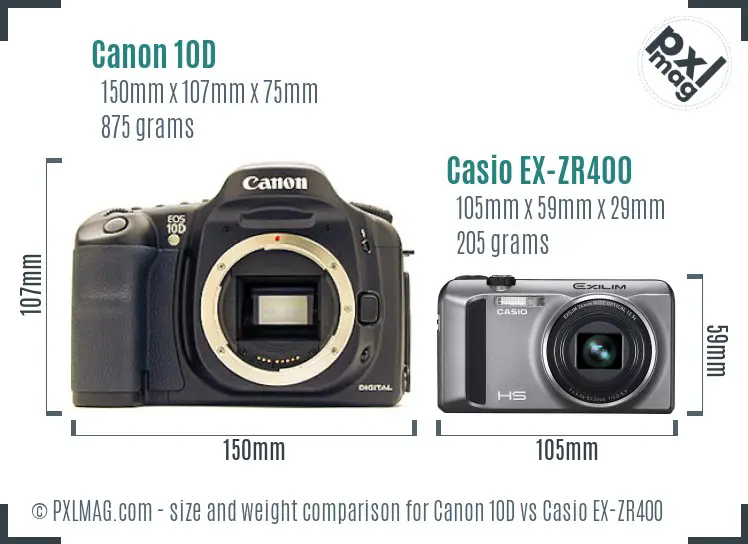 Canon 10D vs Casio EX-ZR400 size comparison Canon 10D vs Casio EX-ZR400 size comparison