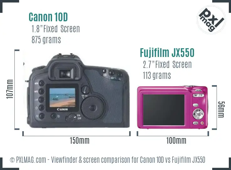 Canon 10D vs Fujifilm JX550 Screen and Viewfinder comparison Canon 10D vs Fujifilm JX550 Screen and Viewfinder comparison