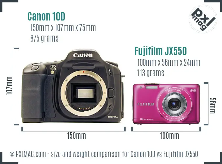 Canon 10D vs Fujifilm JX550 size comparison Canon 10D vs Fujifilm JX550 size comparison