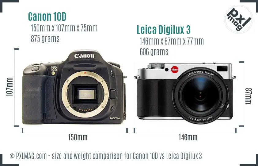 Canon 10D vs Leica Digilux 3 size comparison