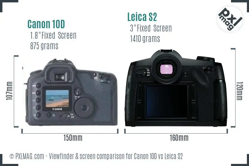 Canon 10D vs Leica S2 Screen and Viewfinder comparison