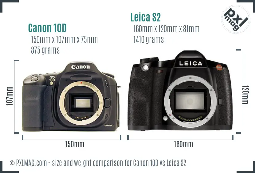 Canon 10D vs Leica S2 size comparison