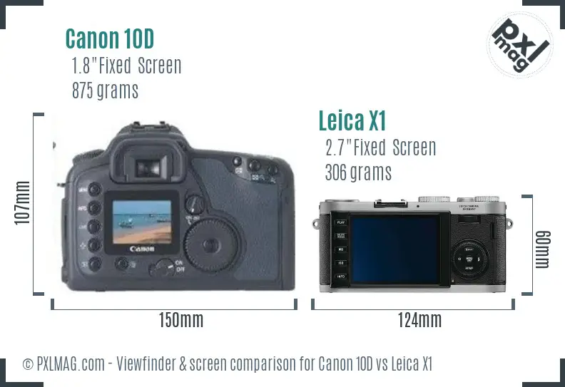 Canon 10D vs Leica X1 Screen and Viewfinder comparison