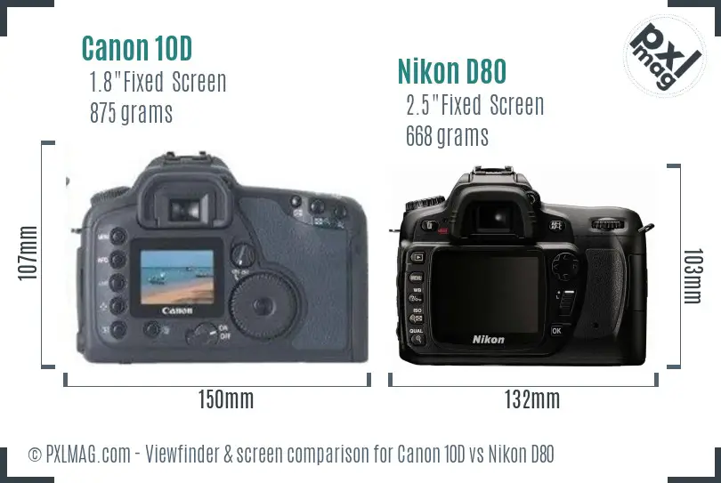 Canon 10D vs Nikon D80 Screen and Viewfinder comparison