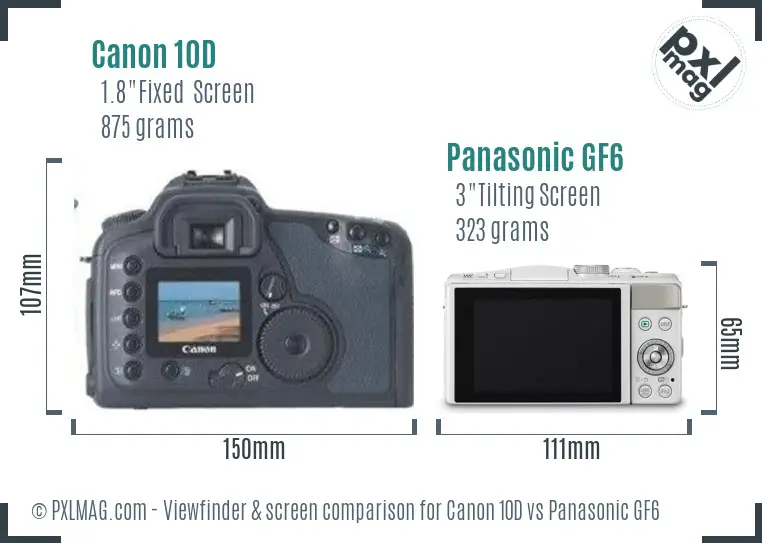 Canon 10D vs Panasonic GF6 Screen and Viewfinder comparison