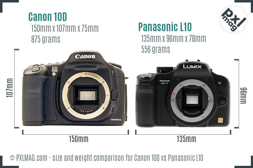 Canon 10D vs Panasonic L10 size comparison