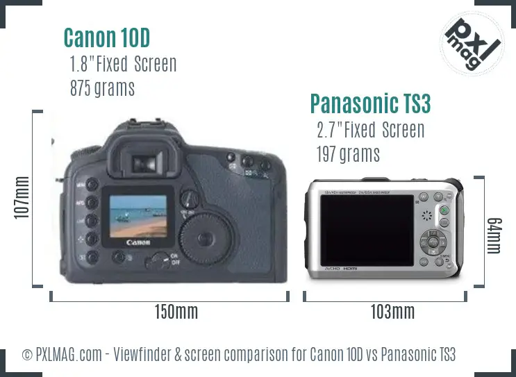Canon 10D vs Panasonic TS3 Screen and Viewfinder comparison