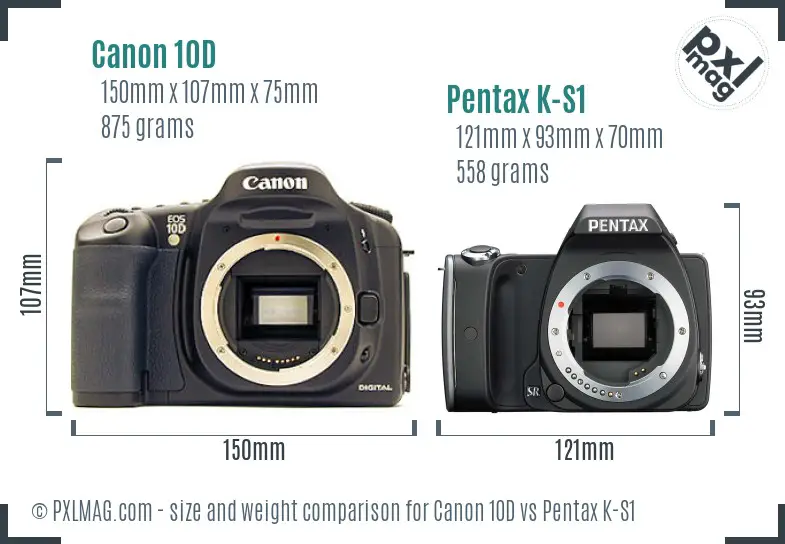 Canon 10D vs Pentax K-S1 size comparison