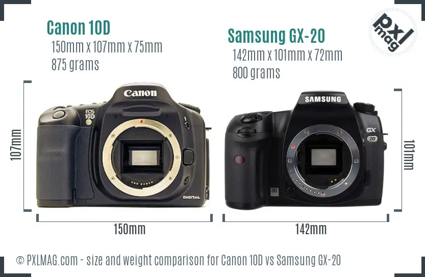 Canon 10D vs Samsung GX-20 size comparison