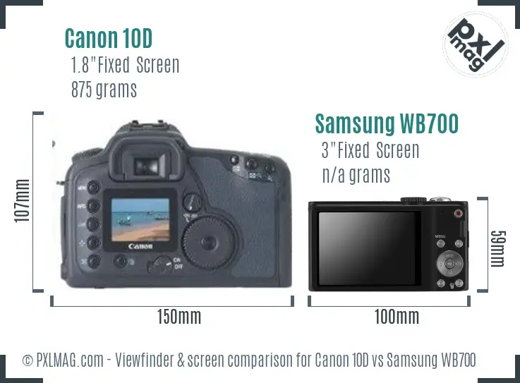 Canon 10D vs Samsung WB700 Screen and Viewfinder comparison