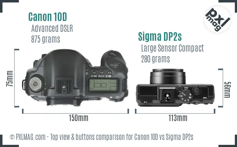 Canon 10D vs Sigma DP2s top view buttons comparison