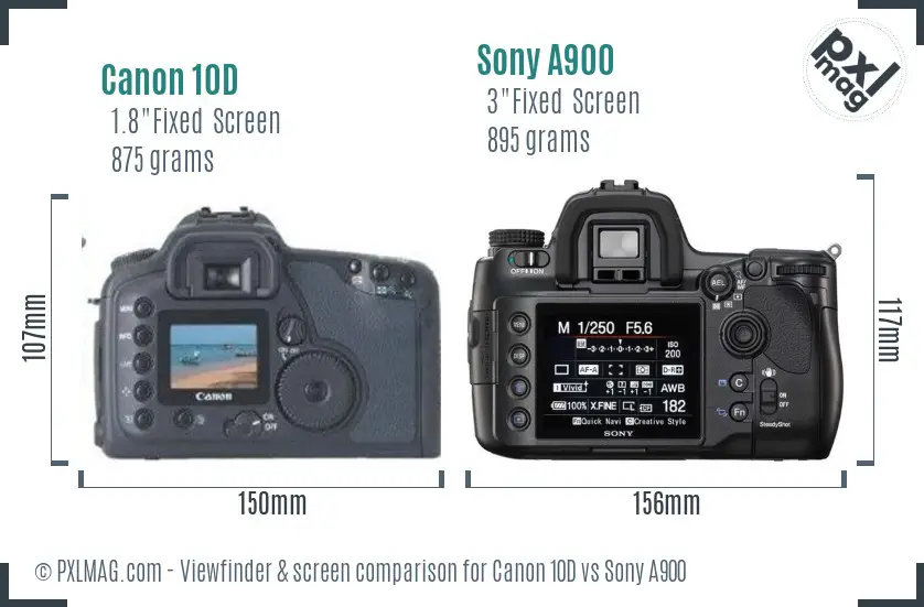 Canon 10D vs Sony A900 Screen and Viewfinder comparison