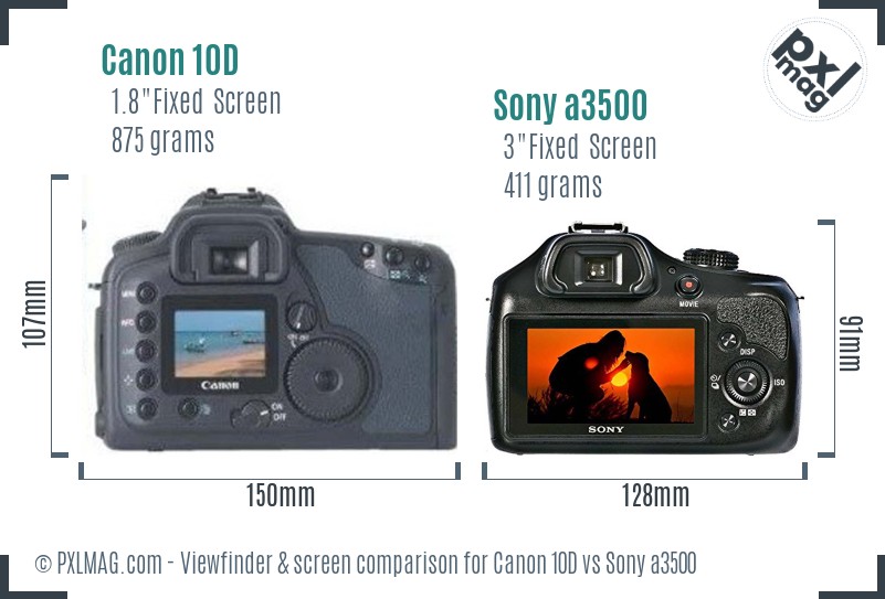 Canon 10D vs Sony a3500 Screen and Viewfinder comparison