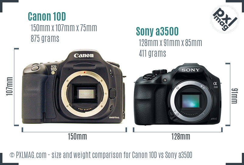 Canon 10D vs Sony a3500 size comparison