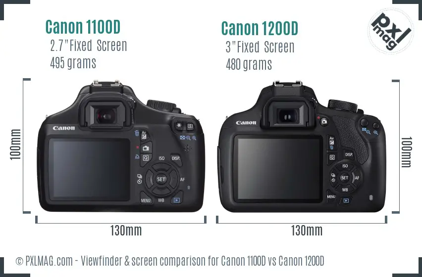 Canon 1100D vs Canon 1200D Screen and Viewfinder comparison