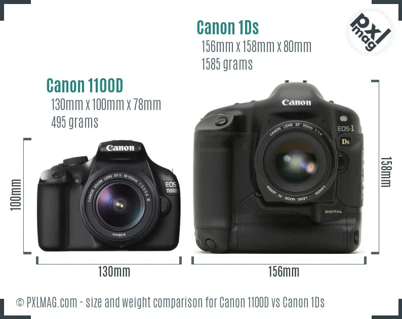 Canon 1100D vs Canon 1Ds size comparison Canon 1100D vs Canon 1Ds size comparison