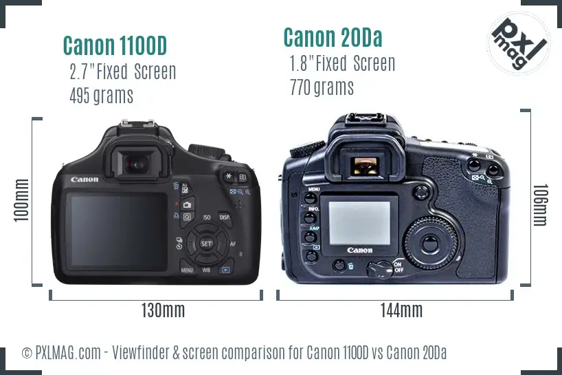 Canon 1100D vs Canon 20Da Screen and Viewfinder comparison