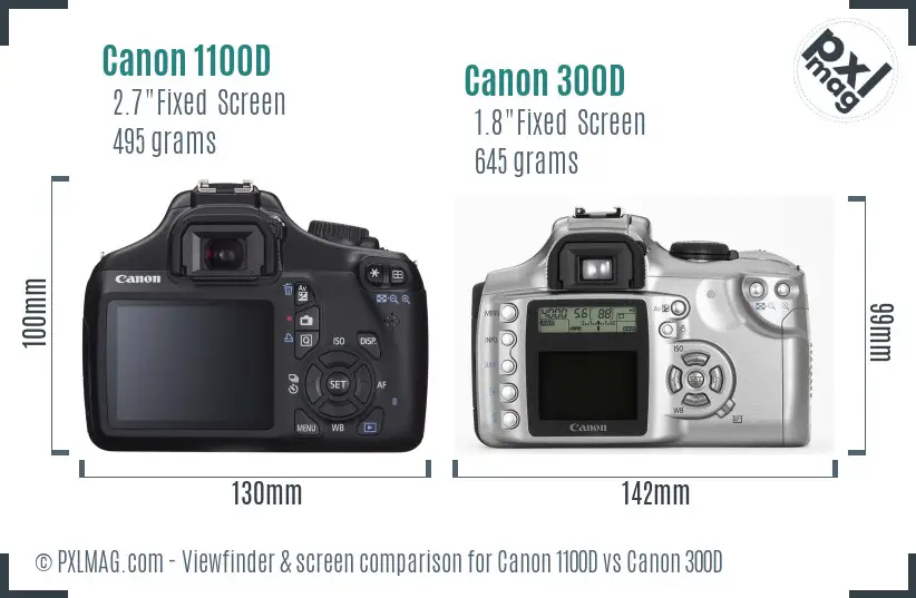 Canon 1100D vs Canon 300D Screen and Viewfinder comparison