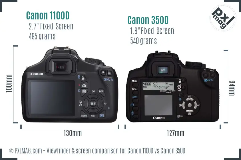 Canon 1100D vs Canon 350D Screen and Viewfinder comparison