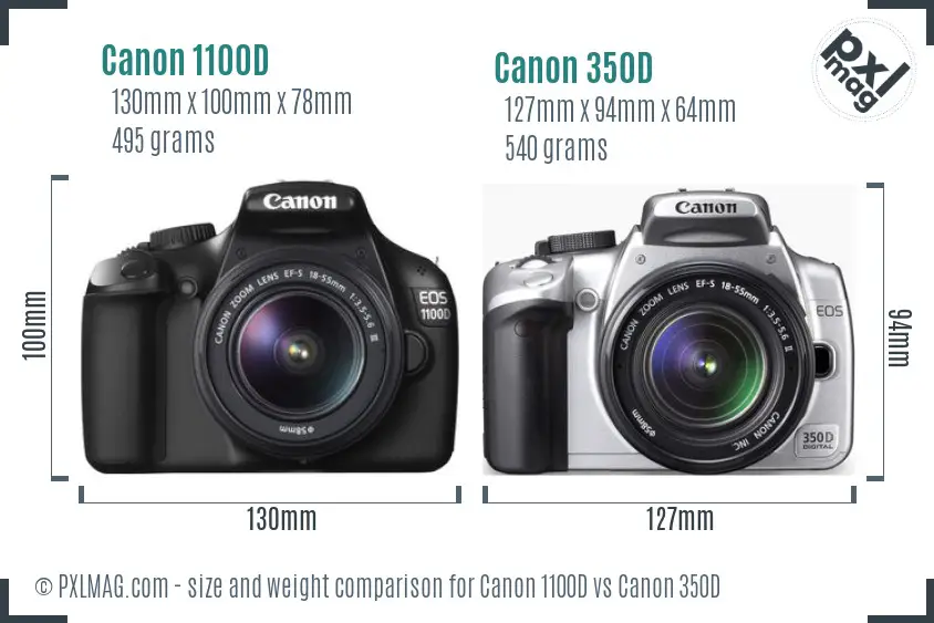 Canon 1100D vs Canon 350D size comparison
