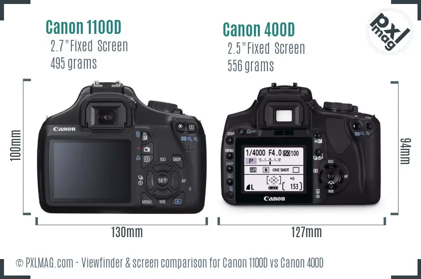 Canon 1100D vs Canon 400D Screen and Viewfinder comparison