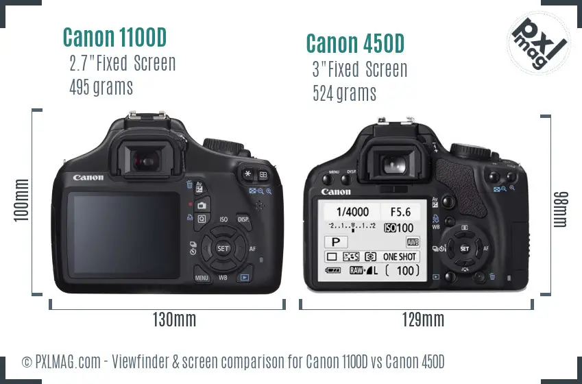 Canon 1100D vs Canon 450D Screen and Viewfinder comparison