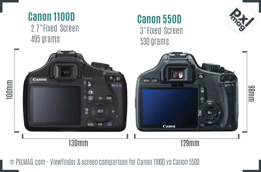 Canon 1100D vs Canon 550D Screen and Viewfinder comparison