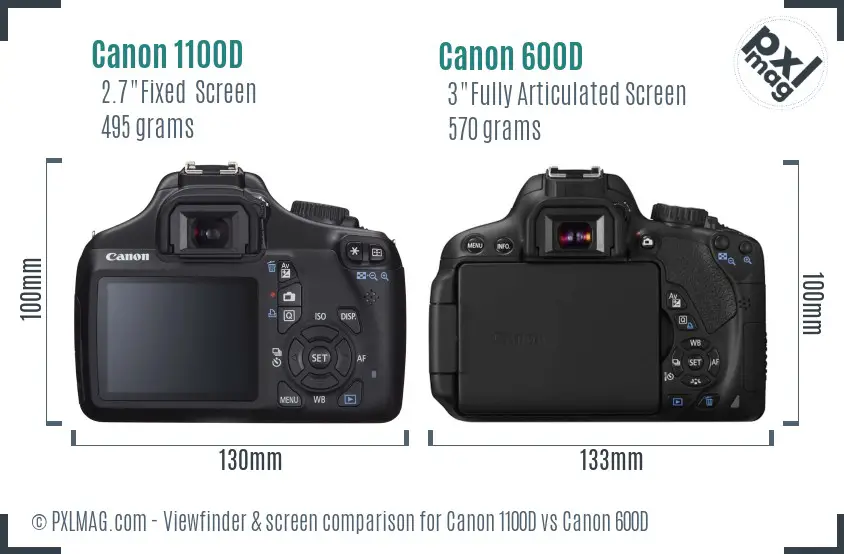Canon 1100D vs Canon 600D Screen and Viewfinder comparison
