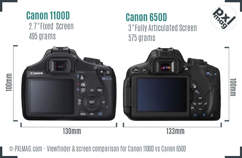Canon 1100D vs Canon 650D Screen and Viewfinder comparison